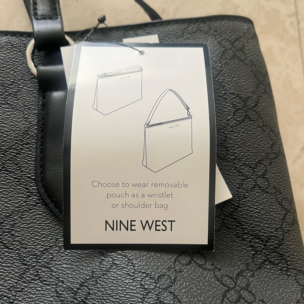 Nine West Black Structured Tote with Leather Trim - Picture 6 of 6